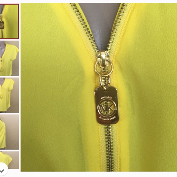MICHAEL Michael Kors Tops - Michael Kors Yellow Dog Tag Zip Top 🍋 XL